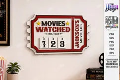 Led Lights Movies Counter - Cinema Tracker Sign Laser Cut Product Image 1