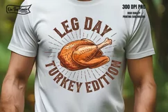Leg Day Turkey Edition PNG Sublimation Watercolor Male Shirt Product Image 1