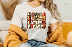 Leggings Leaves & Lattes Please Sublimation PNG Product Image 2