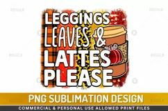 Leggings Leaves & Lattes Please Sublimation PNG Product Image 1