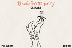 Bachelorette Party Line Art Clipart Bride SVG PNG EPS Product Image 1