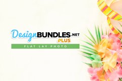 Leis and Ribbon on Palm Leaves | Summer Flat Lay Photo Product Image 1