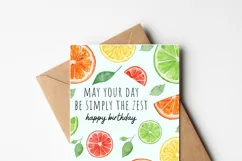 Printable Lemon Birthday Card - 'Simply The Zest' Food Pun Product Image 4
