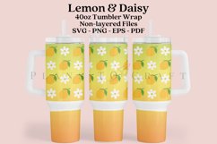 lemon daisy 40oz quencher tumbler sublimation full wrap high resolution transparant background