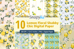 Lemon Floral Shabby Chic Digital Paper Product Image 1