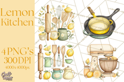 Farmhouse Lemon Kitchen Clipart, Lemon Kitchen Appliances Product Image 1