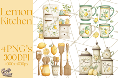 Farmhouse Lemon Kitchen Clipart, Lemon Kitchen Appliances Product Image 1