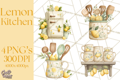 Farmhouse Lemon Kitchen Clipart, Lemon Kitchen Appliances Product Image 1