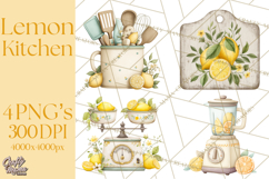 Farmhouse Lemon Kitchen Clipart, Lemon Kitchen Appliances Product Image 1
