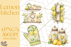 Farmhouse Lemon Kitchen Clipart, Lemon Kitchen Appliances Product Image 1