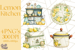 Farmhouse Lemon Kitchen Clipart, Lemon Kitchen Appliances Product Image 1