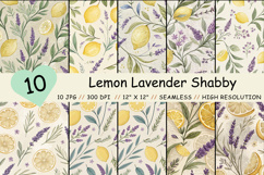 lemon lavender seamless, shabby chic digital, vintage floral pattern, cottage garden paper, spring journal background, distressed lemon print, French country decor, kitchen printable paper, pastel scrapbook design, floral border background