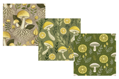 lemon mycology fusion, lemon fungi design, lemon chanterelle pattern, lemon root background