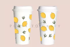 lemon outline floral spring starbucks 16oz hot cup wrap svg presized template for tumbler grande suitable for cricut and silhouette