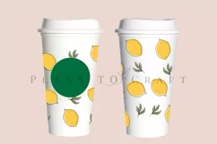 lemon outline floral spring starbucks 16oz hot cup wrap svg presized template for tumbler grande suitable for cricut and silhouette