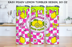 Easy Peasy Lemon Squeezy 20oz Tumbler Wrap PNG, Pink Checker Product Image 1