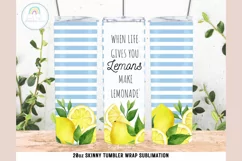 Summer Lemon Skinny Tumbler Sublimation Design PNG Product Image 1