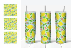 20oz Skinny Lemon Tumbler Sublimation Bright brush strokes Product Image 4