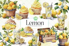 Lemon Watercolor Clipart Sublimation Bundle Product Image 1