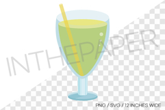 Lemonade in a glass yellow straw PNG summer clipart illust Product Image 1