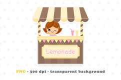Kawaii Girl Lemonade Stand PNG | Cute Summer Clipart Product Image 1
