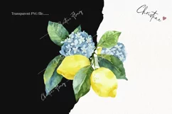 Watercolor Lemons And Flowers | Summer PNG Product Image 2