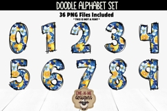 Lemons Blue Floral Doodle Alphabet Numbers | Patterned PNG Product Image 3