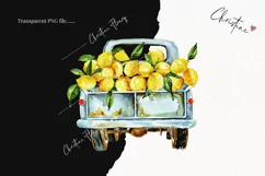 Watercolor Lemon Vintage Truck | Summer PNG Product Image 2