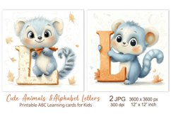 Cute Lemur, Baby Animal Alphabet Letters ABC Printable cards Product Image 1