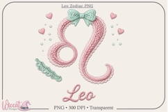Leo Zodiac PNG, Cozy Faux Knit Astrology Clipart, Pastel Zod Product Image 1