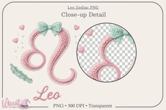 Leo Zodiac PNG, Cozy Faux Knit Astrology Clipart, Pastel Zod Product Image 2