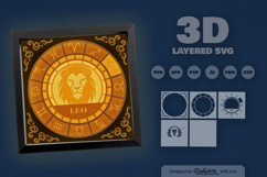 Leo Zodiac 3D Shadow Box Layered Papercut Product Image 1
