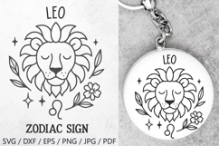 Leo Zodiac Sign SVG – cute leo illustration with floral details and stars. Perfect for astrology t-shirts, mugs, tote bags, keychains, zodiac stickers, planners, posters, invitations, horoscope crafts, and birthday gifts.