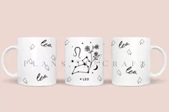 leo zodiac star sign coffee mug sublimation wrap glass mug wrap svg presized for 11oz and 15oz glass ready to cut and sublimation files