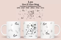 leo zodiac star sign coffee mug sublimation wrap glass mug wrap svg presized for 11oz and 15oz glass ready to cut and sublimation files