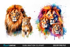 Watercolor Lion Sublimation PNG Clipart Product Image 1
