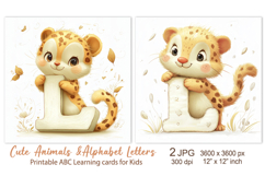 Cute Leopard Baby Animal Alphabet Letters ABC Printable card Product Image 1