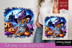 Leopard Halloween Tote Bag Cute Animal Tote Bag PNG Product Image 1