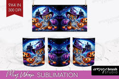 Leopard Halloween Mug Wrap Cute Animal Mug PNG Sublimation Product Image 1