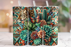 Aztec Leopard Tumbler Wrap, Cactus Tumbler, Western Tumbler Product Image 1
