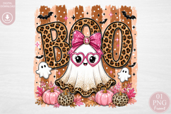 Leopard Boo Ghost PNG, Halloween Sublimation Design Product Image 1