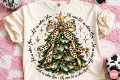Leopard Bow Christmas Tree Christian PNG Product Image 1