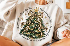 Leopard Bow Christmas Tree Christian PNG Product Image 5