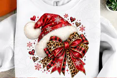 Leopard Buffalo Plaid Santa Hat PNG Product Image 2