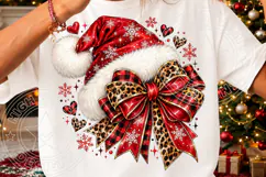 Leopard Buffalo Plaid Santa Hat PNG Product Image 3