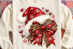 Leopard Buffalo Plaid Santa Hat PNG Product Image 4