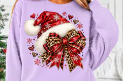 Leopard Buffalo Plaid Santa Hat PNG Product Image 5
