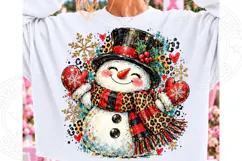 Leopard Buffalo Plaid Snowman PNG | Christmas Sublimation De Product Image 1