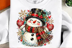 Leopard Buffalo Plaid Snowman PNG | Christmas Sublimation De Product Image 2