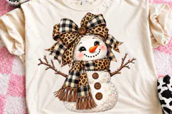 Leopard Buffalo Plaid Snowman Rustic Christmas Holiday PNG Product Image 2